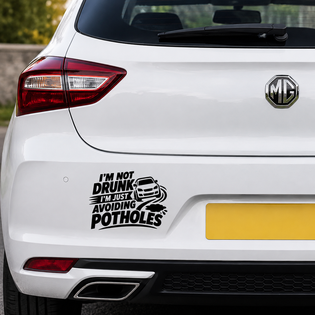 I'm Not Drunk I'm Just Avoiding Potholes Car Vinyl Decal Sticker