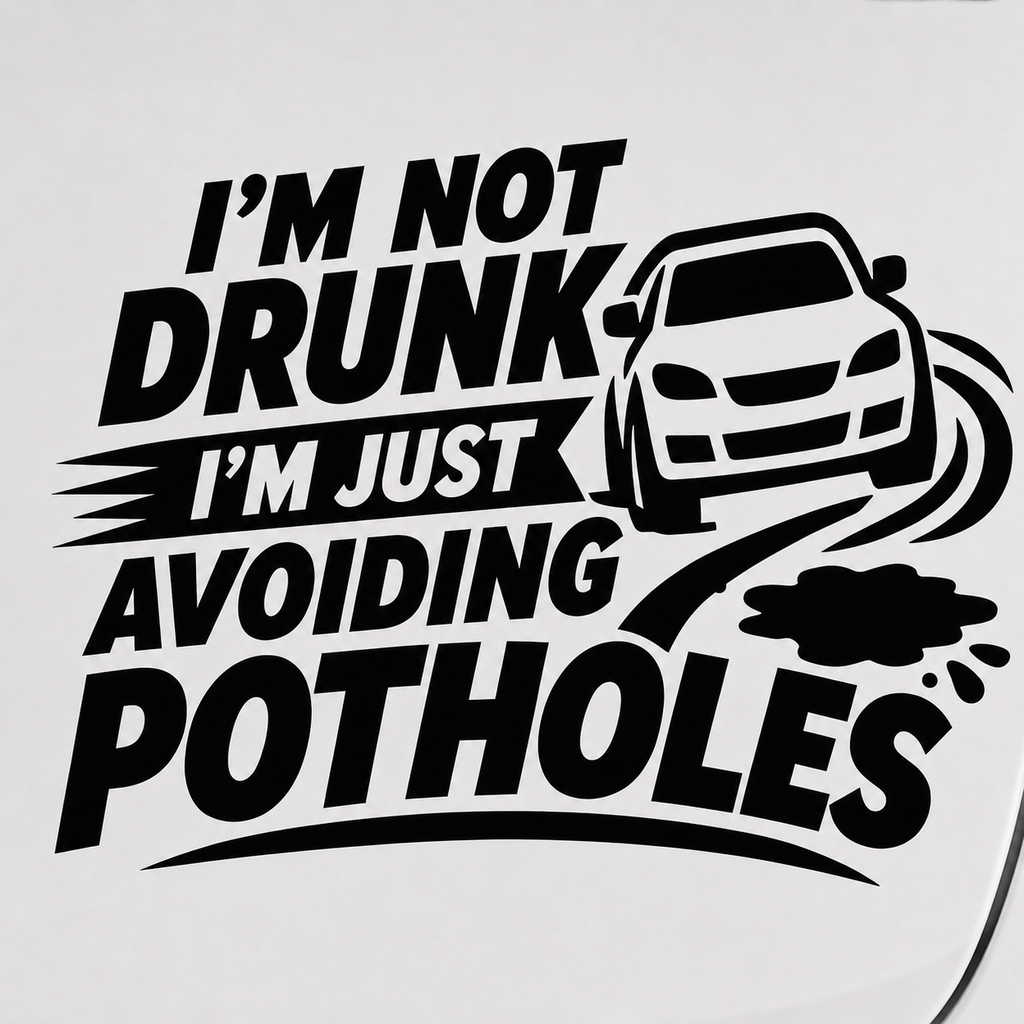 I'm Not Drunk I'm Just Avoiding Potholes Car Vinyl Decal Sticker