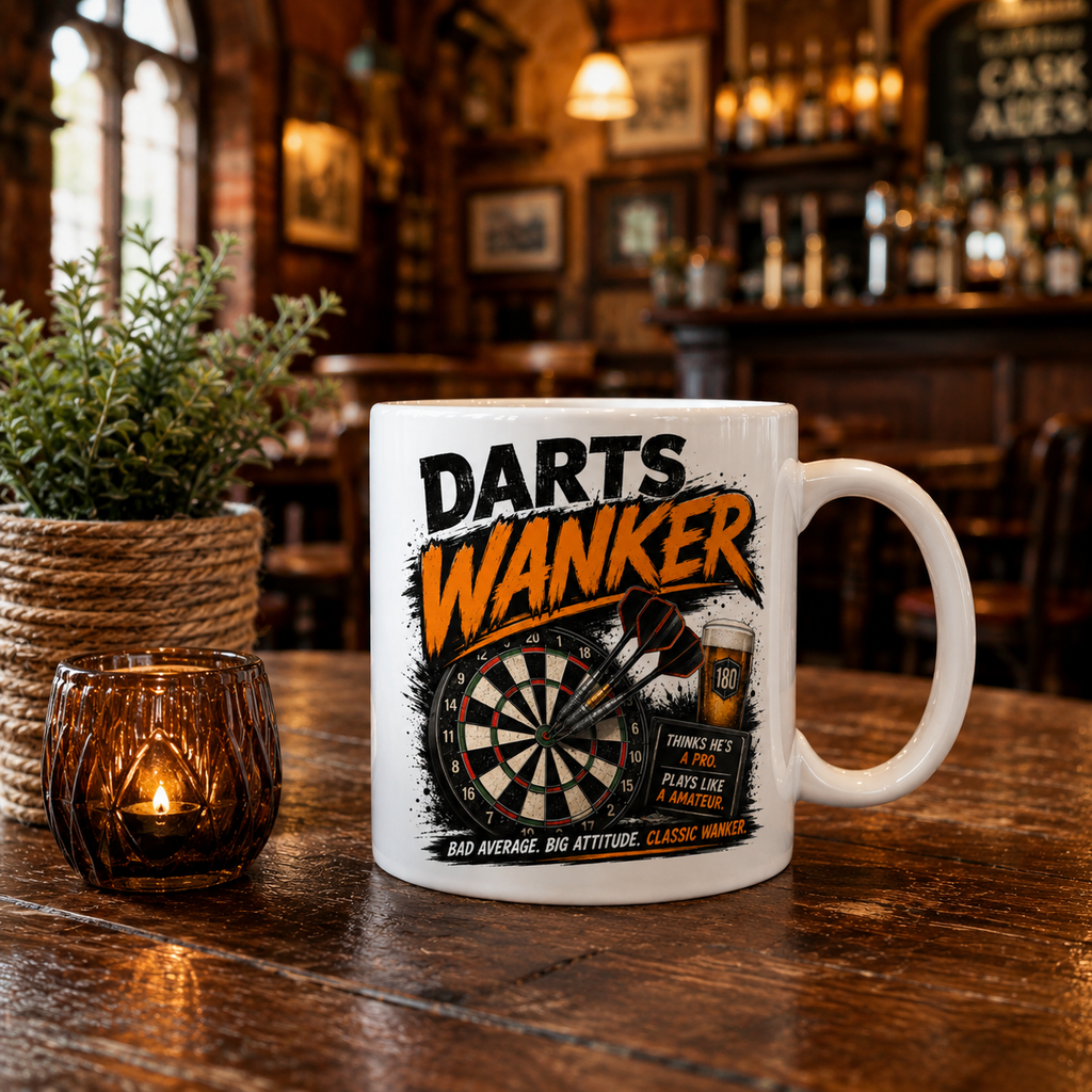 Funny Darts Mug | Darts Wanker Gift | Pub Mug For Him