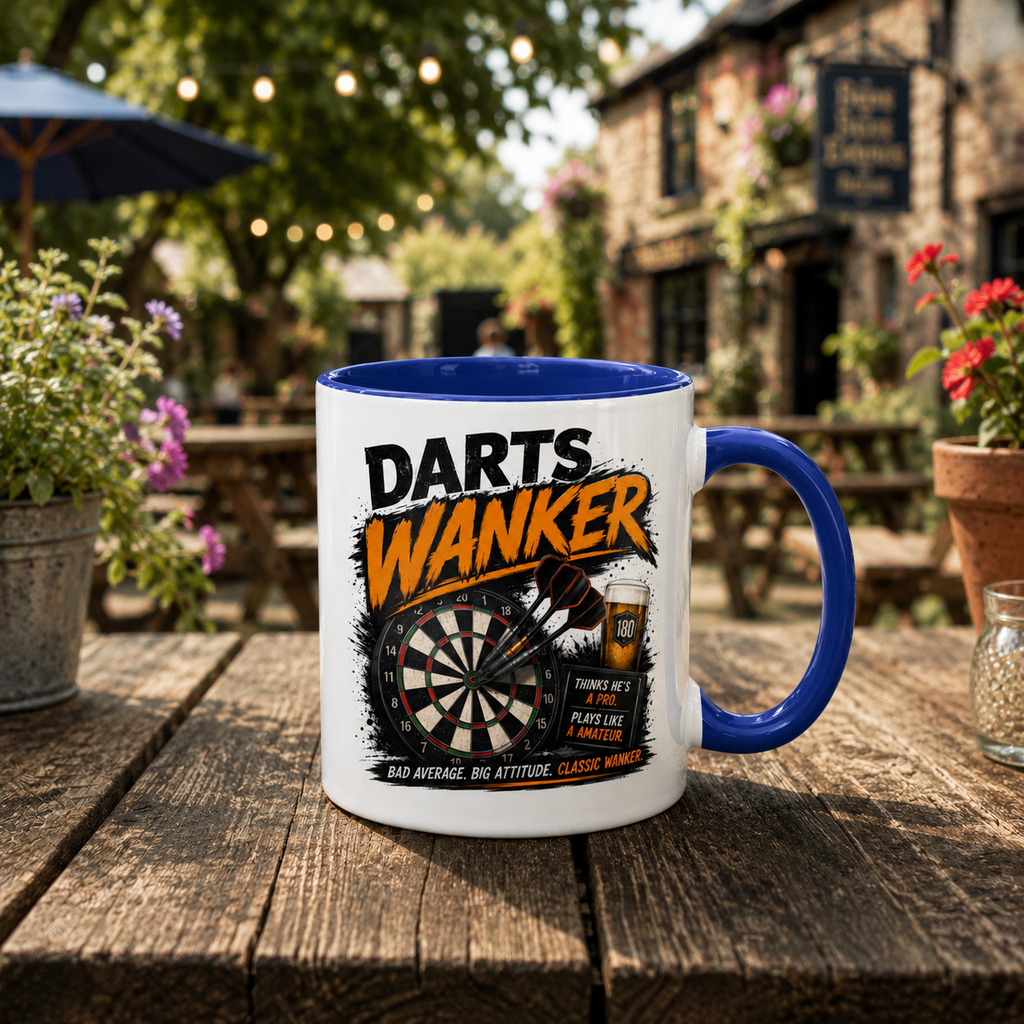 Funny Darts Mug | Darts Wanker Gift | Pub Mug For Him