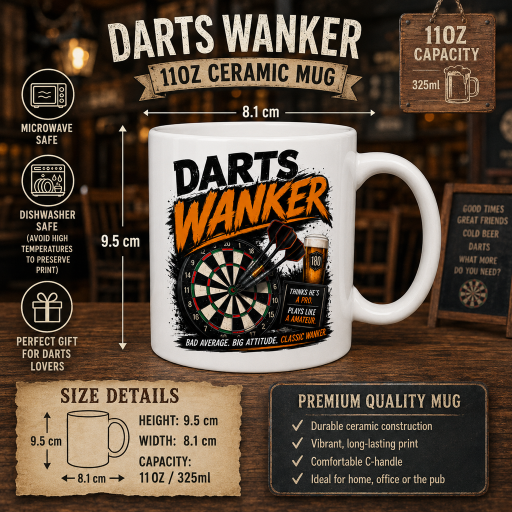 Funny Darts Mug | Darts Wanker Gift | Pub Mug For Him