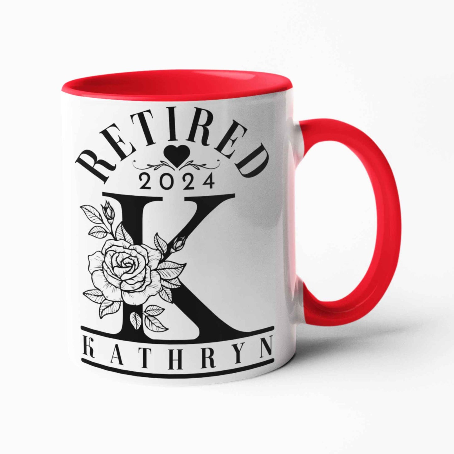 Retired 2024 Custom Name Mug - Personalised Retirement Gifts for Women, Elegant Retirement Mugs, UK