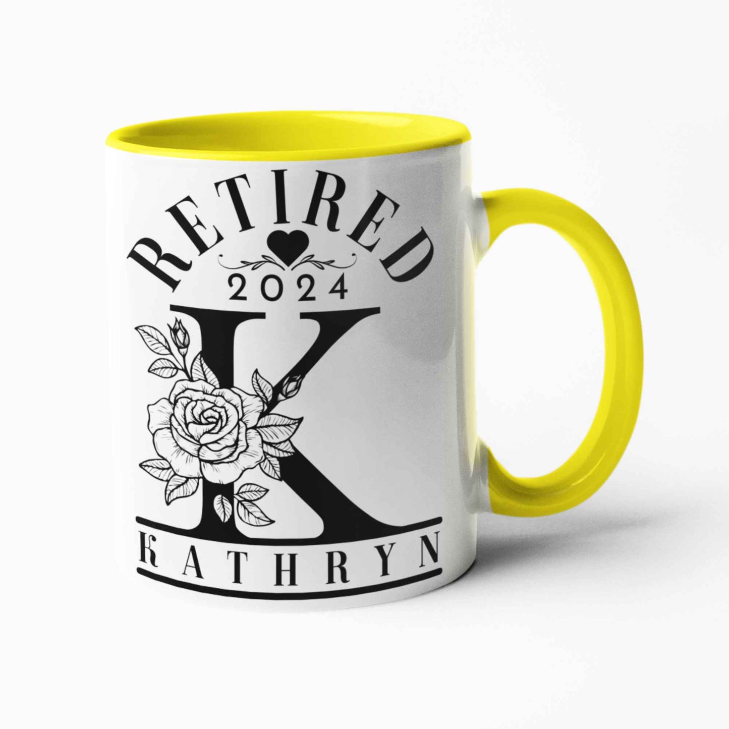 Retired 2024 Custom Name Mug - Personalised Retirement Gifts for Women, Elegant Retirement Mugs, UK