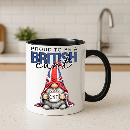 Proud to Be a British Cunt Mug – Funny Union Jack Gnome Mug