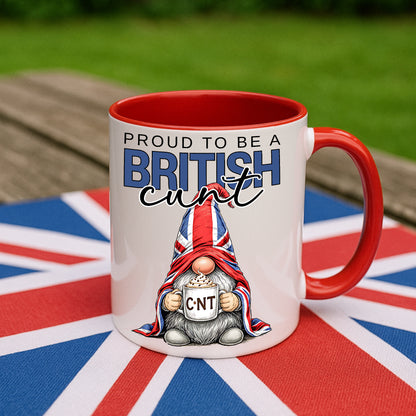 Proud to Be a British Cunt Mug – Funny Union Jack Gnome Mug