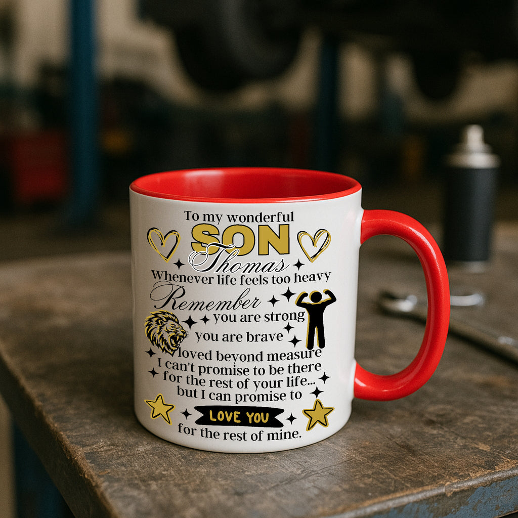 To My Wonderful Son Personalised Name Mug – Inspirational Son Gift, Ceramic 11oz / 15oz, Message Keepsake for Son, Birthday / Christmas / Graduation Present