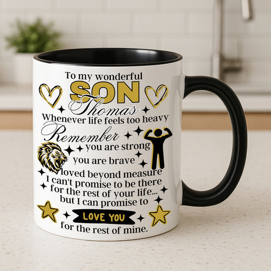 To My Wonderful Son Personalised Name Mug – Inspirational Son Gift, Ceramic 11oz / 15oz, Message Keepsake for Son, Birthday / Christmas / Graduation Present