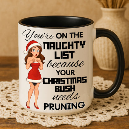 Cheeky Christmas Mug – Naughty List Secret Santa Gift for Her – Funny Xmas Present – Adult Holiday Humour – Rude Festive Cup