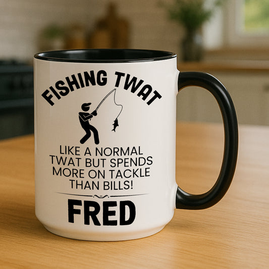 Fishing Twat Mug Funny Gift Personalised Cup Angler Joke Present 11oz 15oz