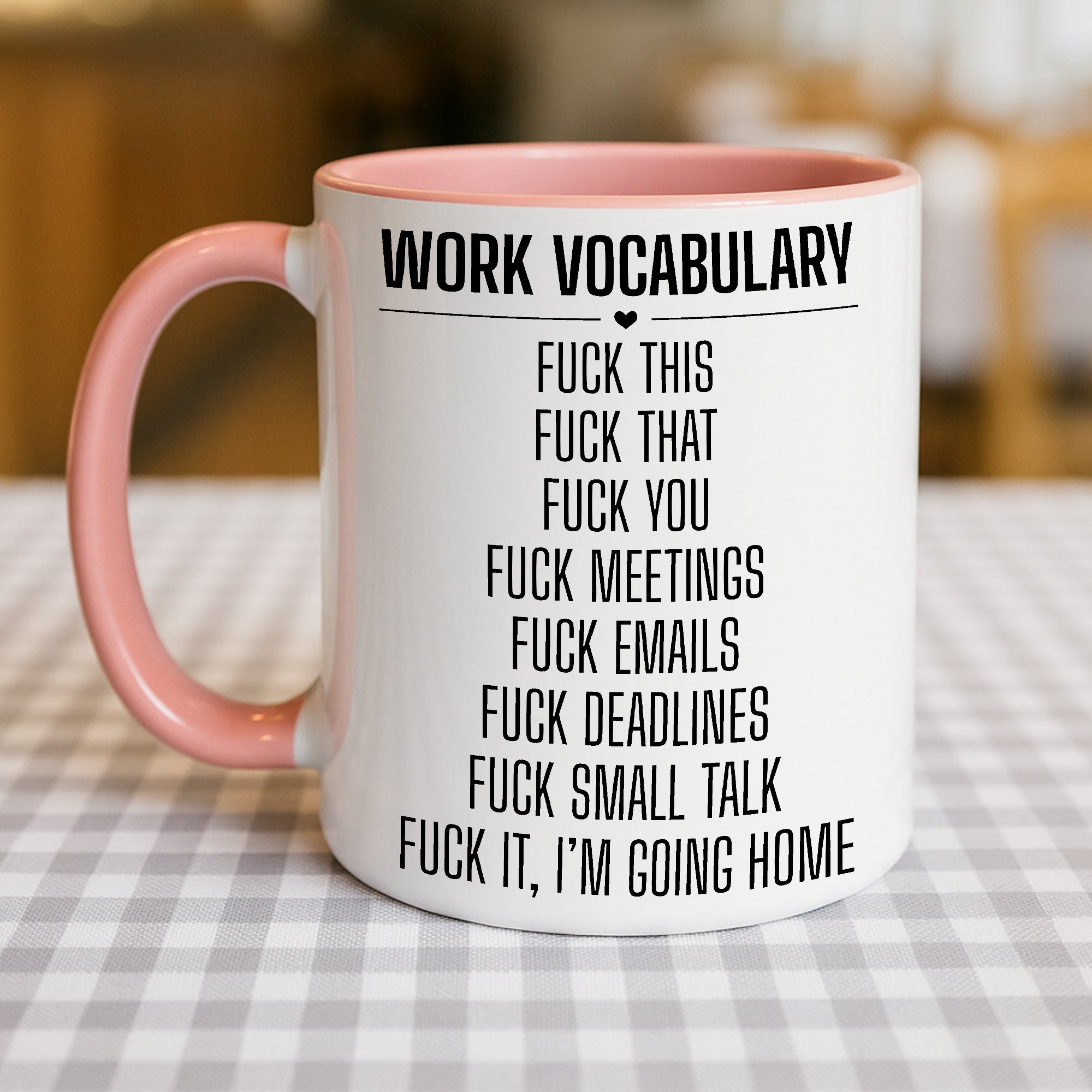 Work Vocabulary Mug or Tumbler – Funny Rude Swear Gift for Colleagues – Office Banter Cup – Fuck Deadlines – Anti Work Present