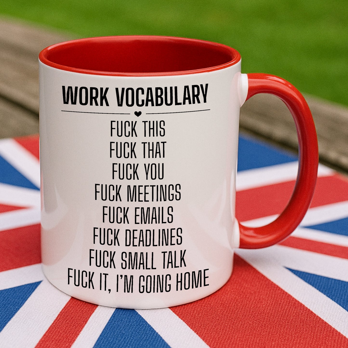 Work Vocabulary Mug or Tumbler – Funny Rude Swear Gift for Colleagues – Office Banter Cup – Fuck Deadlines – Anti Work Present