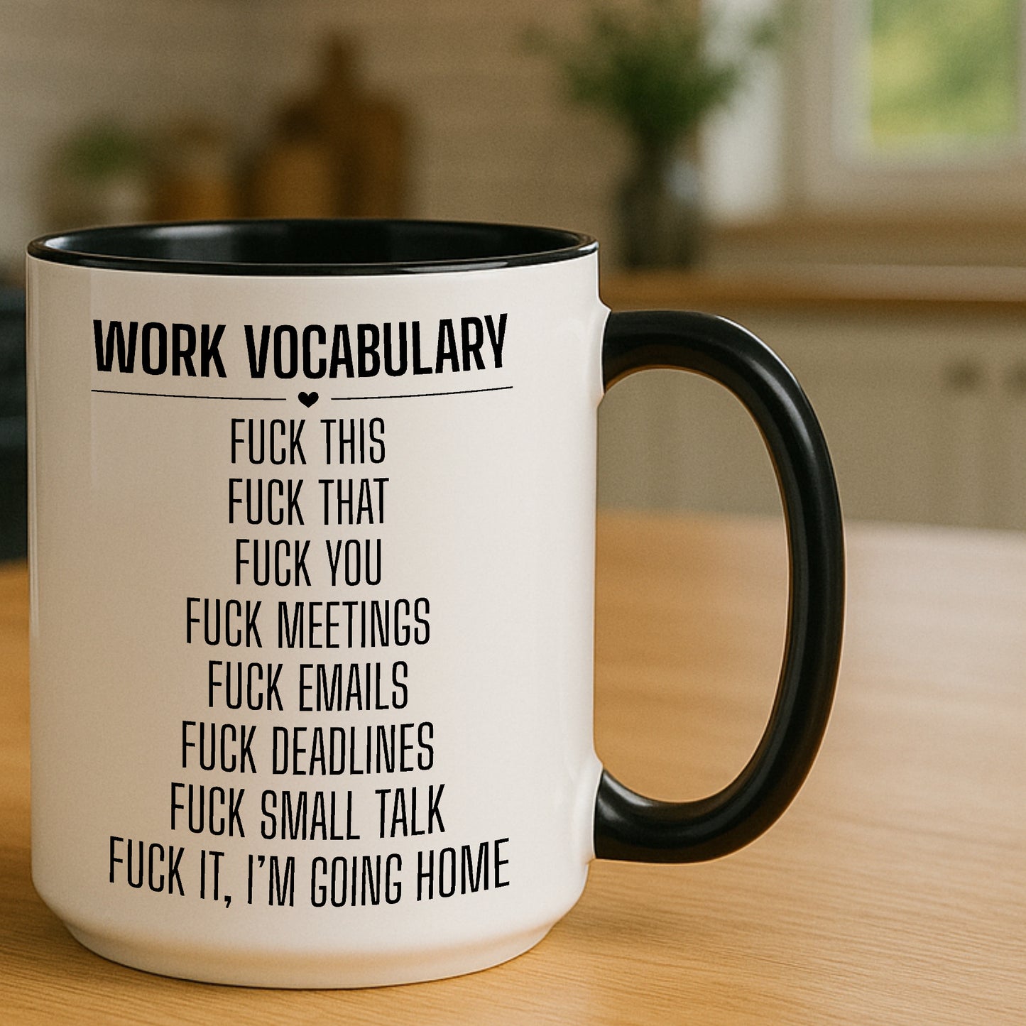Work Vocabulary Mug or Tumbler – Funny Rude Swear Gift for Colleagues – Office Banter Cup – Fuck Deadlines – Anti Work Present