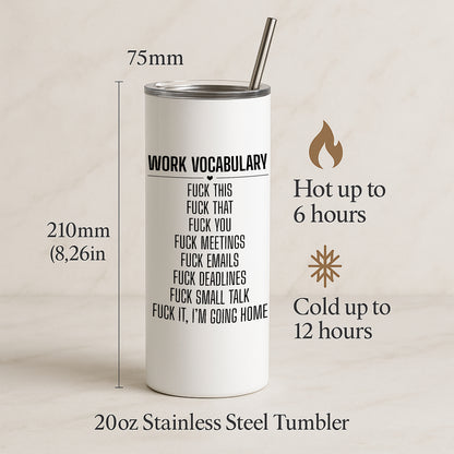 Work Vocabulary Mug or Tumbler – Funny Rude Swear Gift for Colleagues – Office Banter Cup – Fuck Deadlines – Anti Work Present