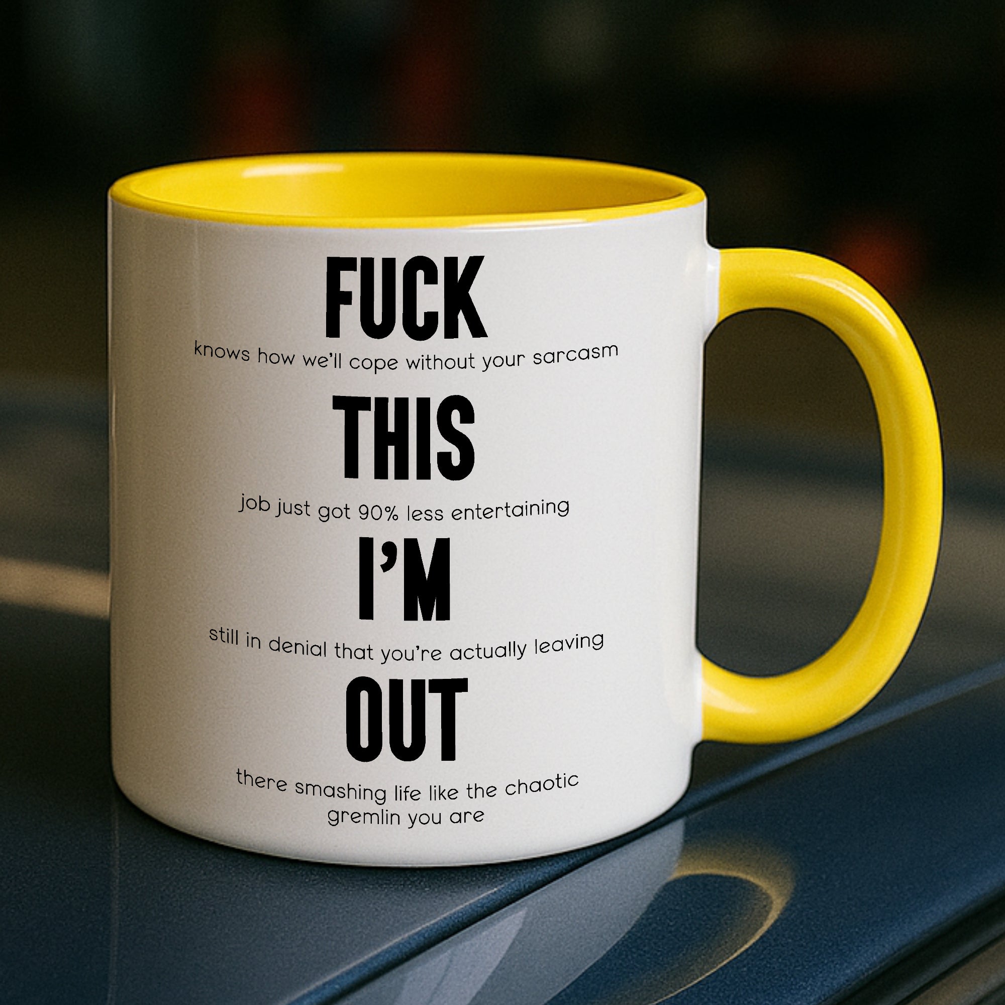 “Fuck This I’m Out” Funny Resignation Gift – Sweary Mug or Coaster for Colleague Leaving Work – Hilarious Quit Job Present – Office Farewell Gift – Secret Santa – Work Rant Relief