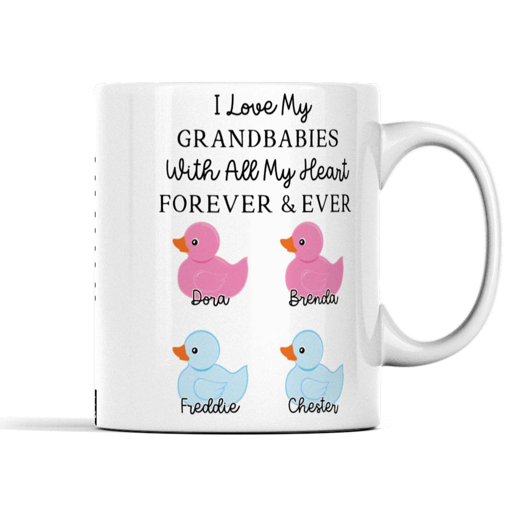 Grandparent Mug - Customised with Grandchildren's Names and Genders | Unique Duck Gift for Nan, Granny, Grandad | Special Keepsake Mug