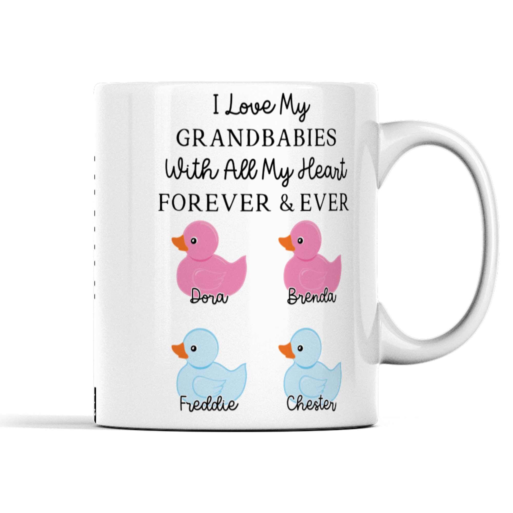 Grandparent Mug - Customised with Grandchildren's Names and Genders | Unique Duck Gift for Nan, Granny, Grandad | Special Keepsake Mug