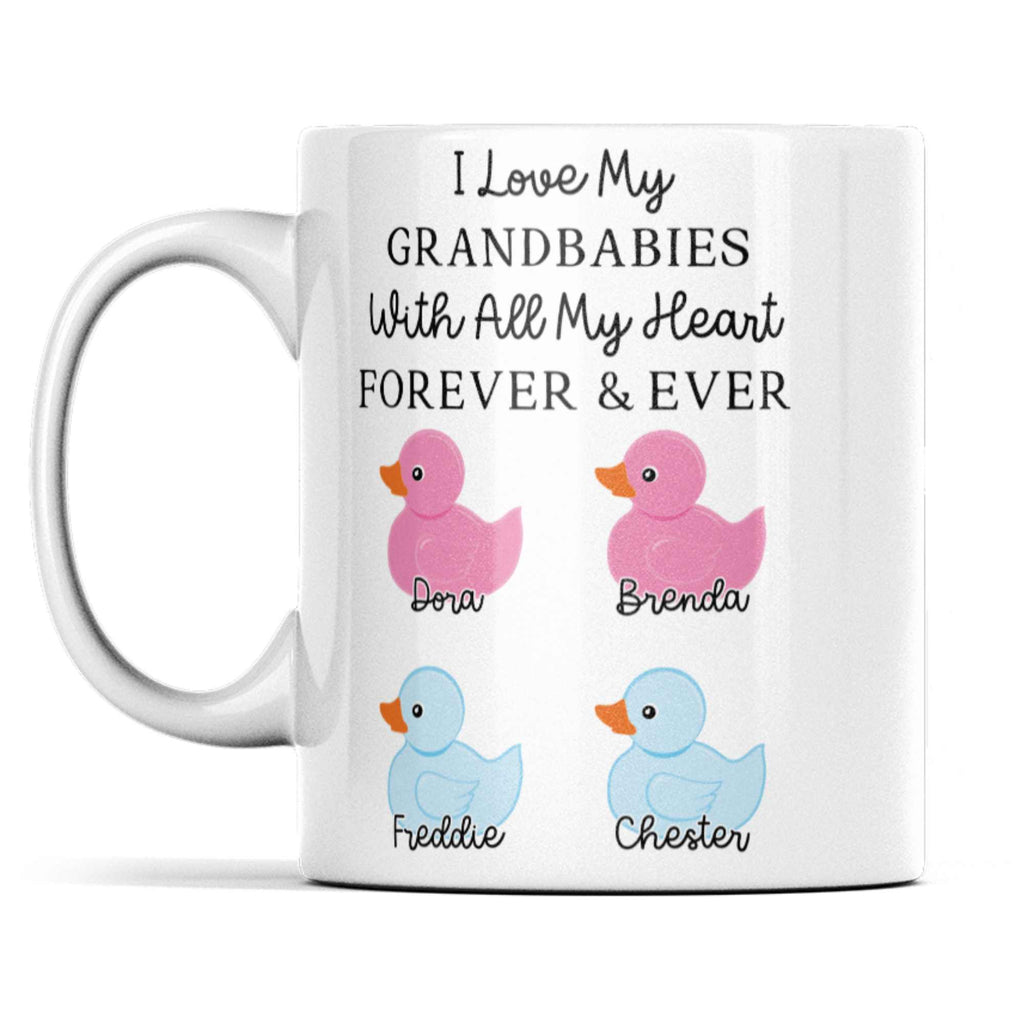 Grandparent Mug - Customised with Grandchildren's Names and Genders | Unique Duck Gift for Nan, Granny, Grandad | Special Keepsake Mug