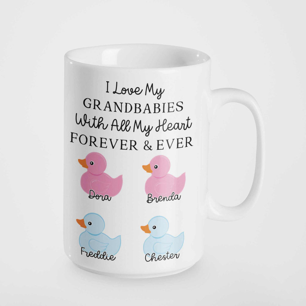 Grandparent Mug - Customised with Grandchildren's Names and Genders | Unique Duck Gift for Nan, Granny, Grandad | Special Keepsake Mug