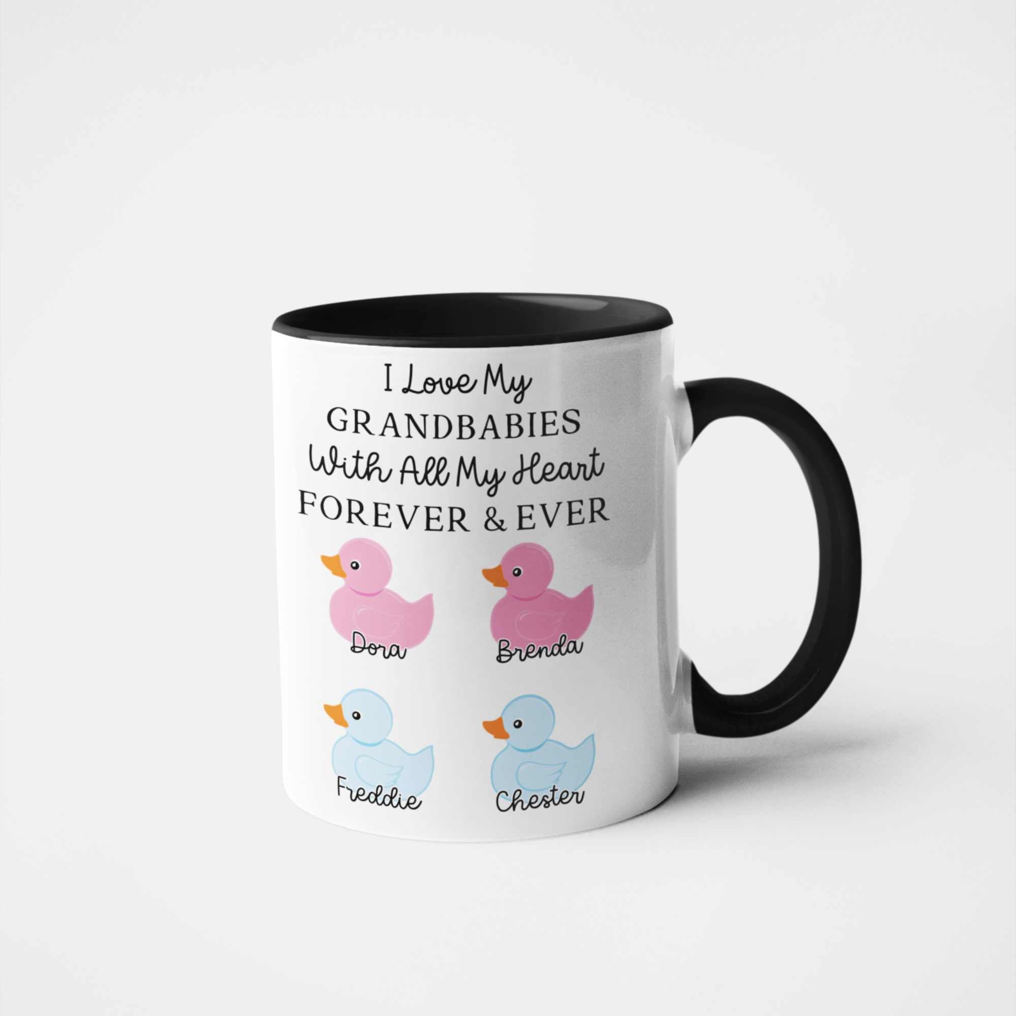 Grandparent Mug - Customised with Grandchildren's Names and Genders | Unique Duck Gift for Nan, Granny, Grandad | Special Keepsake Mug