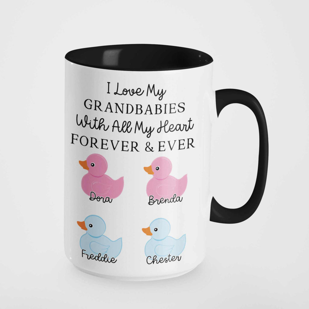 Grandparent Mug - Customised with Grandchildren's Names and Genders | Unique Duck Gift for Nan, Granny, Grandad | Special Keepsake Mug