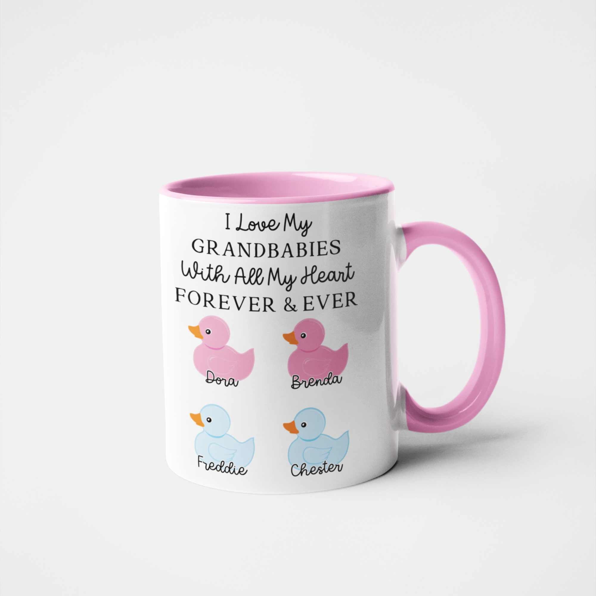 Grandparent Mug - Customised with Grandchildren's Names and Genders | Unique Duck Gift for Nan, Granny, Grandad | Special Keepsake Mug