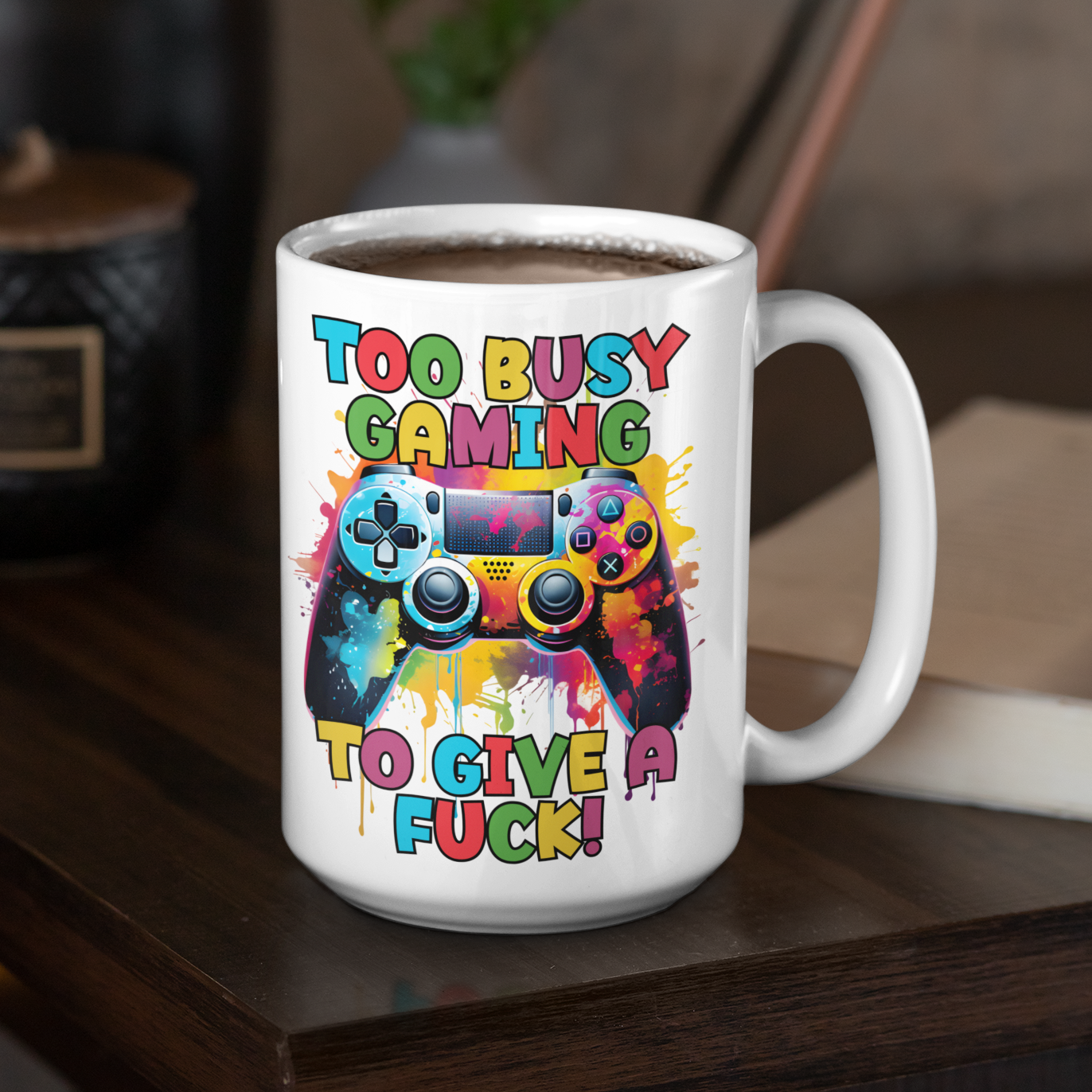 ps4 funny coffee mug too busy gaming to give a fuck swear cups