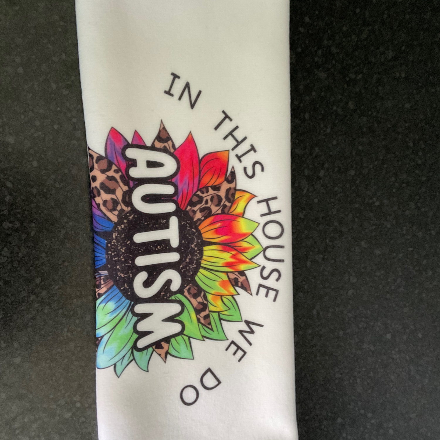 In this house we do autism tea towel