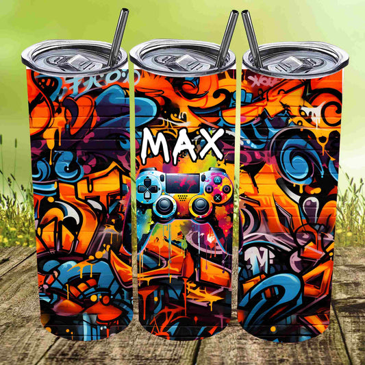 Gamer graffiti personalised 20oz tumbler