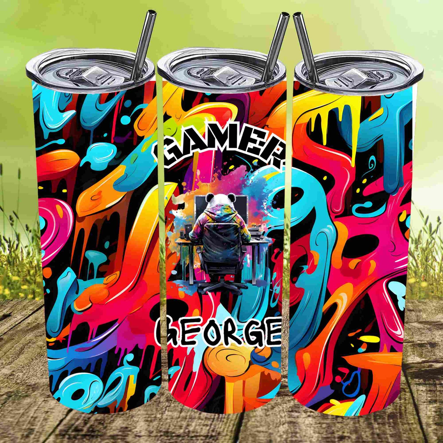 PC Gamer graffiti personalised 20oz tumbler for him or her