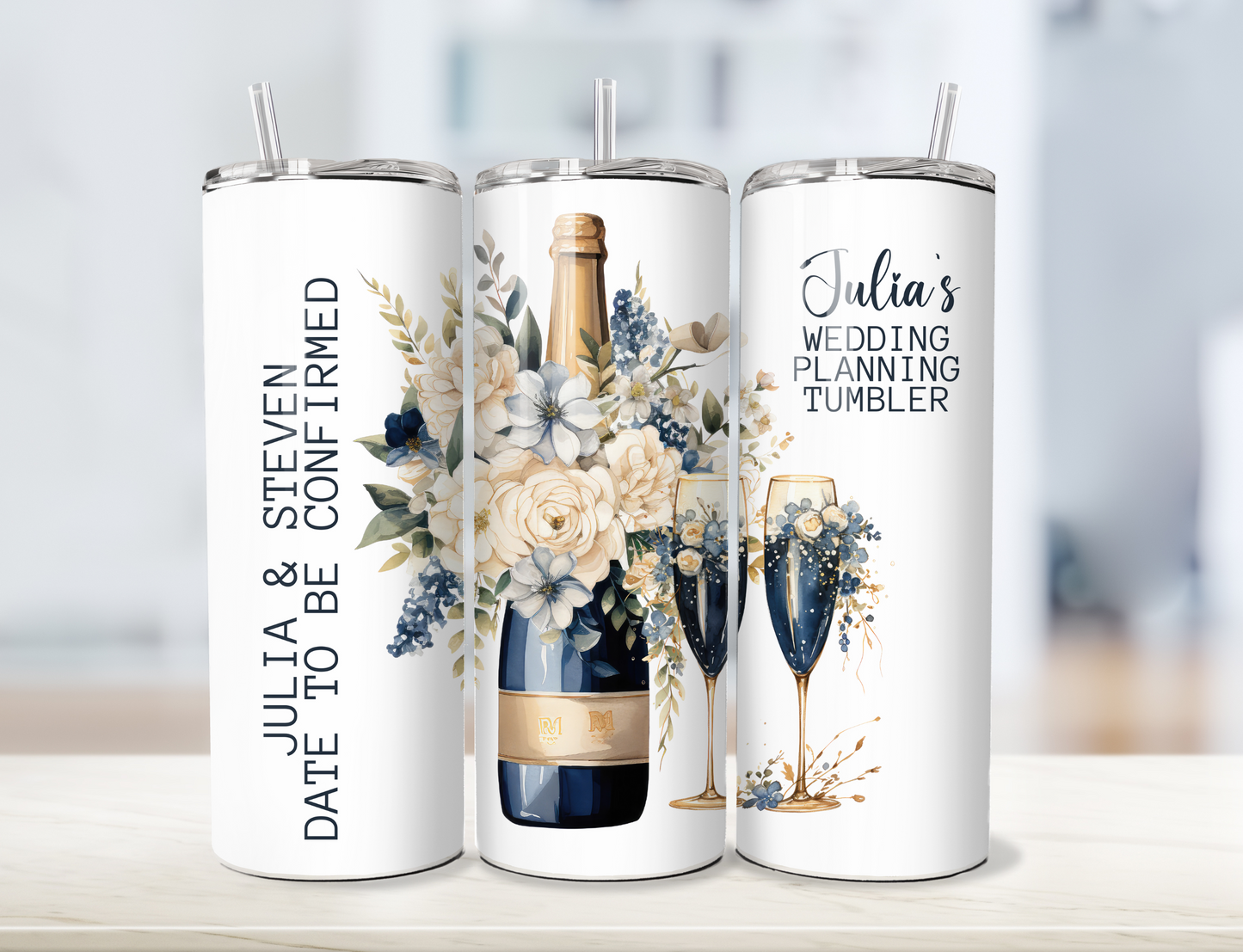 The Ultimate Personalised Stainless Steel Tumbler with Stainless Steel Straw - Your Wedding Planning BFF!
