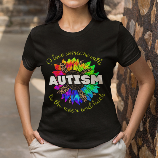 I love someone with Autism to the moon t-shirt