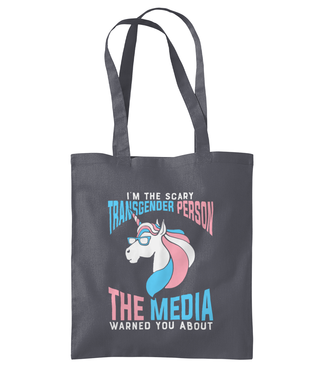 Scary trans person tote bag