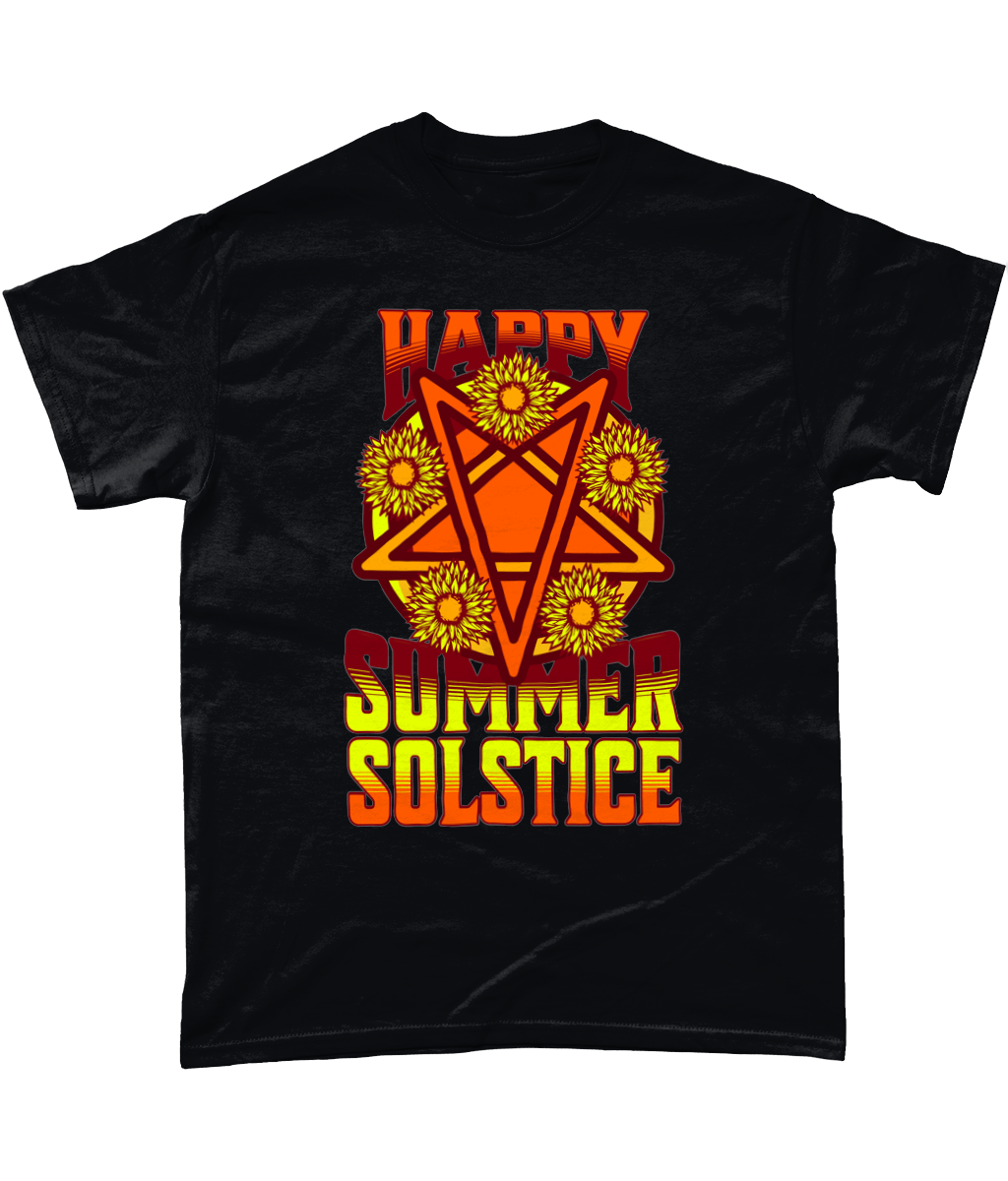 Summer Solstice Celebration Tee - Pagan Festivity Shirt, White & Black, S-5XL Gildan Heavy Cotton T-Shirt