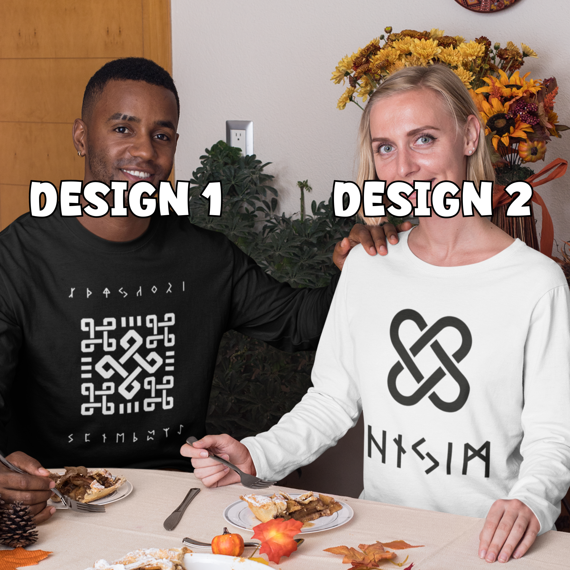 Norse Pagan Runic long sleeve t-shirt black or white 2 design choice