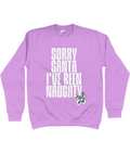 Sorry Santa I've Been Naughty Christmas Jumper – Funny Holiday Sweatshirt, Festive Christmas Jumper in Fire Red, Navy, Pink & More