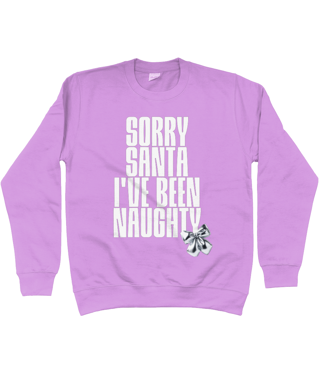 Sorry Santa I've Been Naughty Christmas Jumper – Funny Holiday Sweatshirt, Festive Christmas Jumper in Fire Red, Navy, Pink & More
