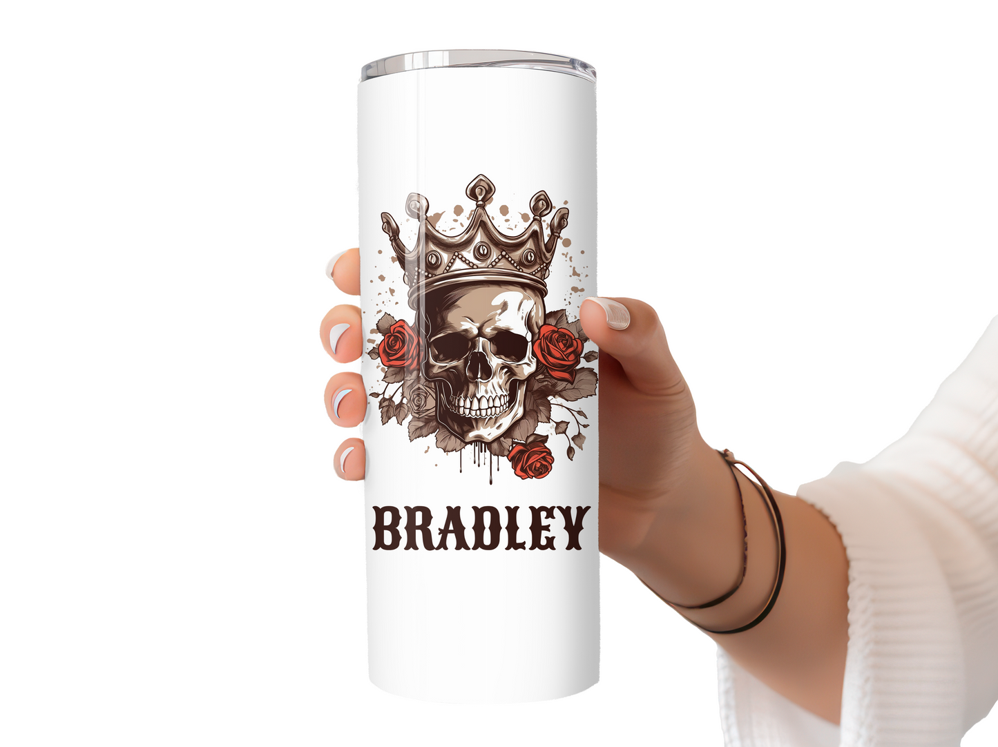 Skull and roses King personalised 20oz tumbler