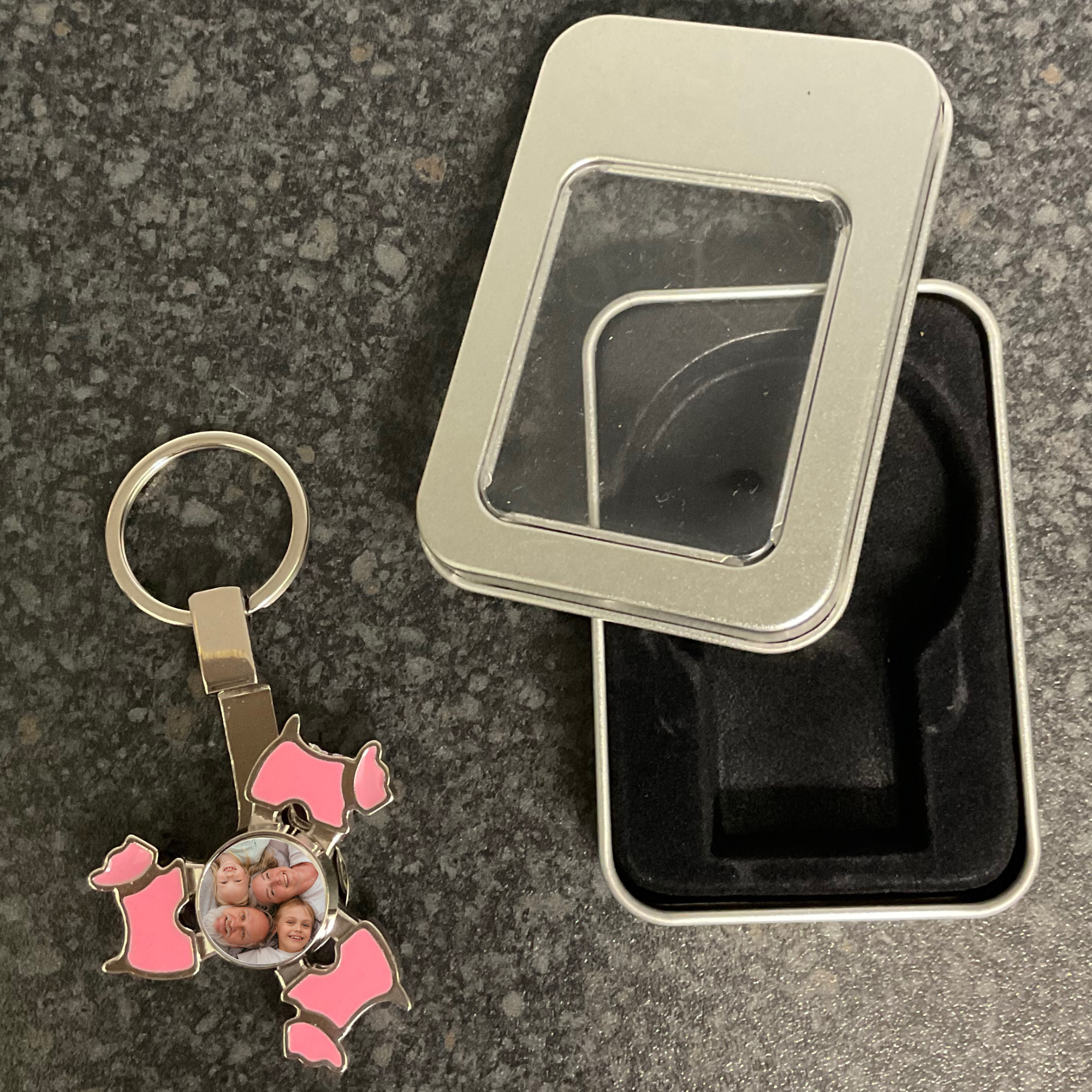 Personalised photo fidget spinner pink dog