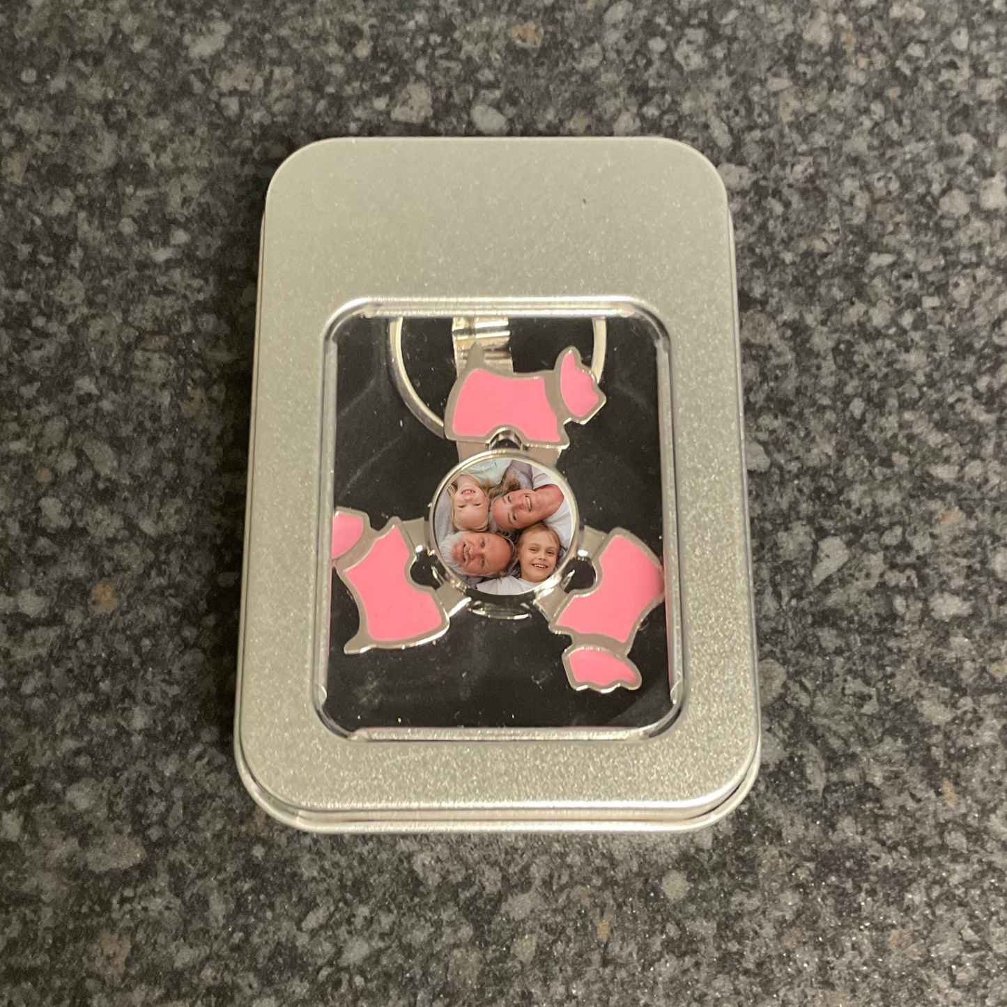 Personalised photo fidget spinner pink dog