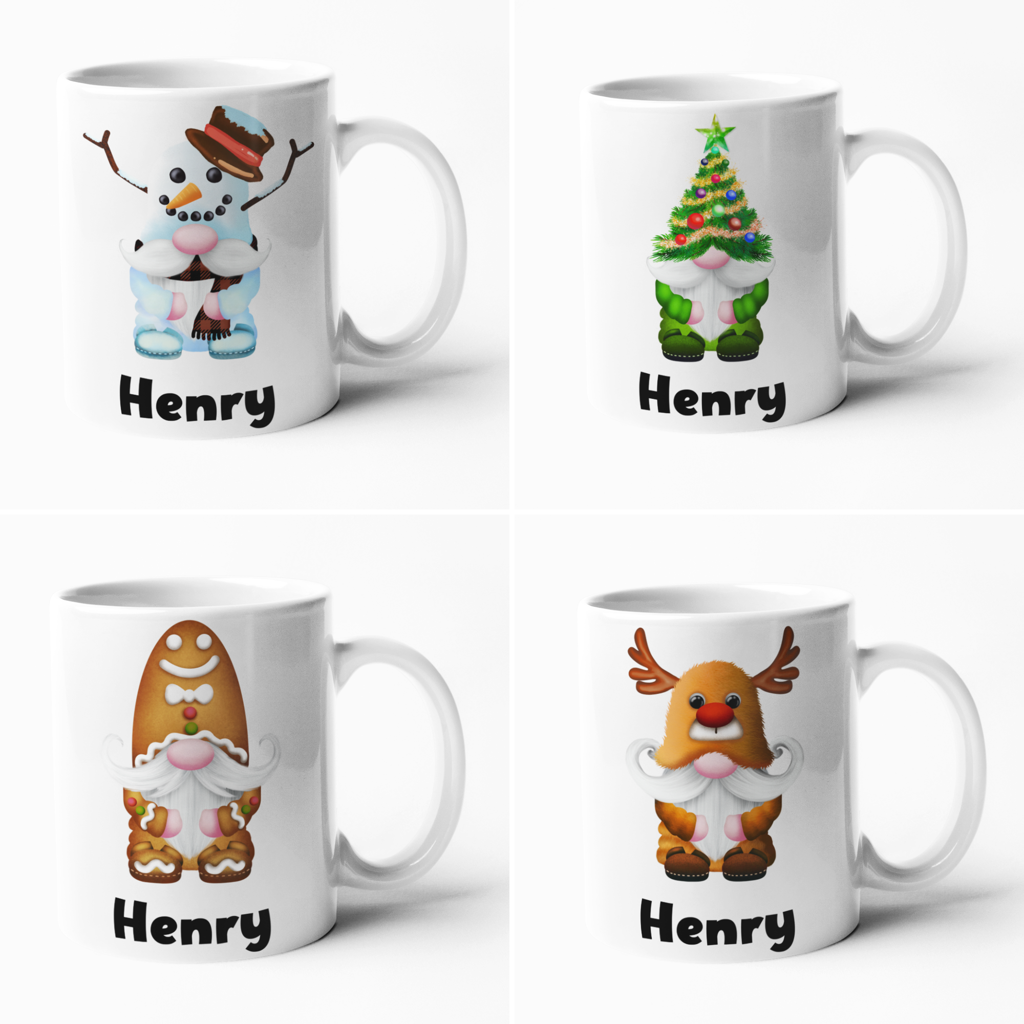 Kids Christmas Personalised mug with name for kids Children snowman gnome xmas gingerbread
