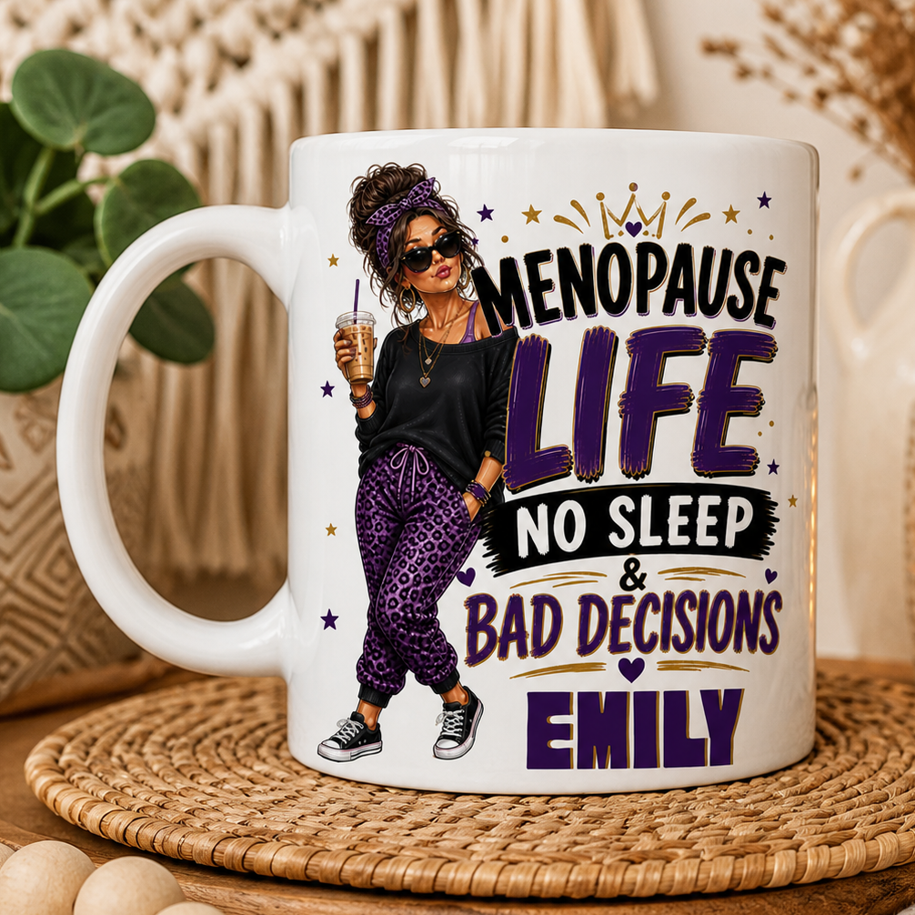 menopause life no sleep funny coffee mug