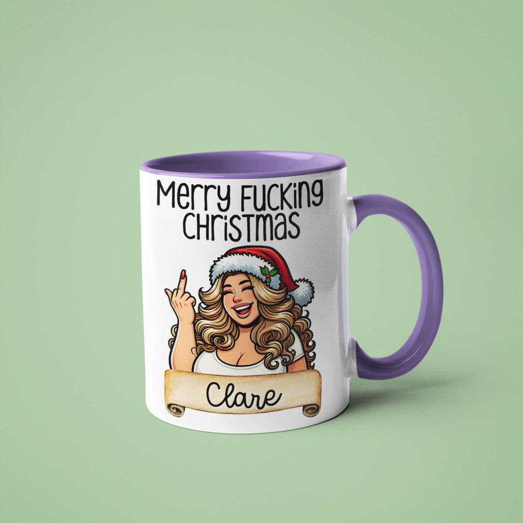 Merry Fucking Christmas Personalised Mug – Hilarious Xmas Gift, Sarcastic Christmas Present, Custom Name Holiday Mug