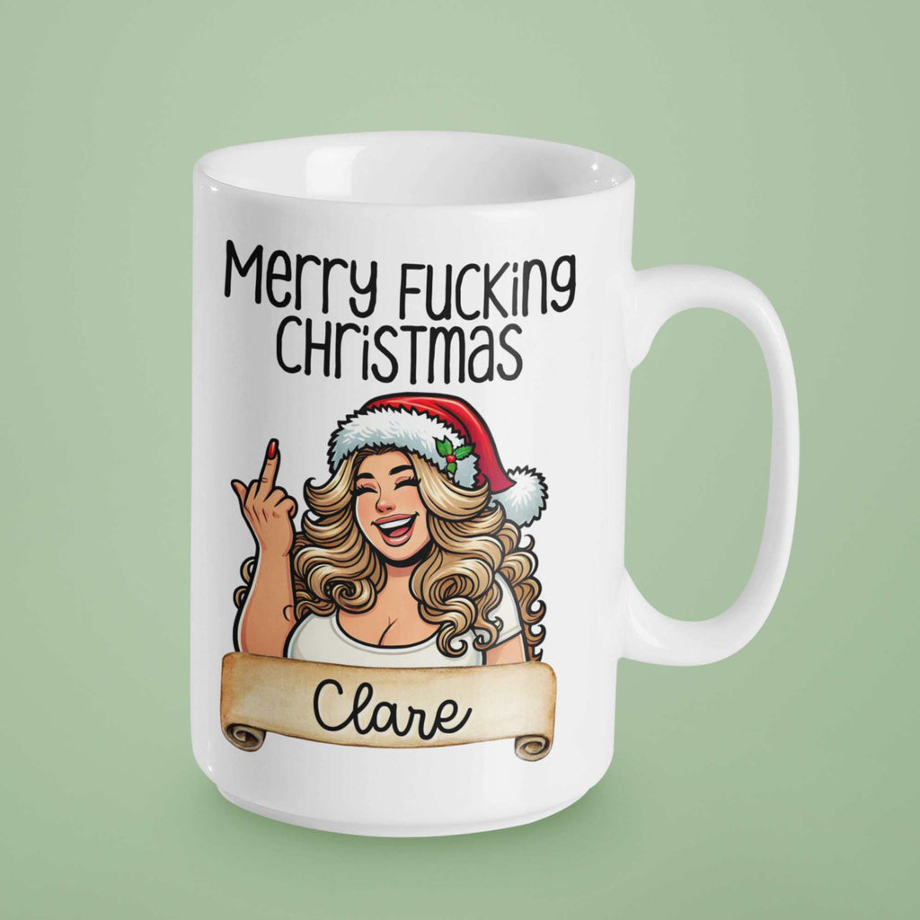 Merry Fucking Christmas Personalised Mug – Hilarious Xmas Gift, Sarcastic Christmas Present, Custom Name Holiday Mug