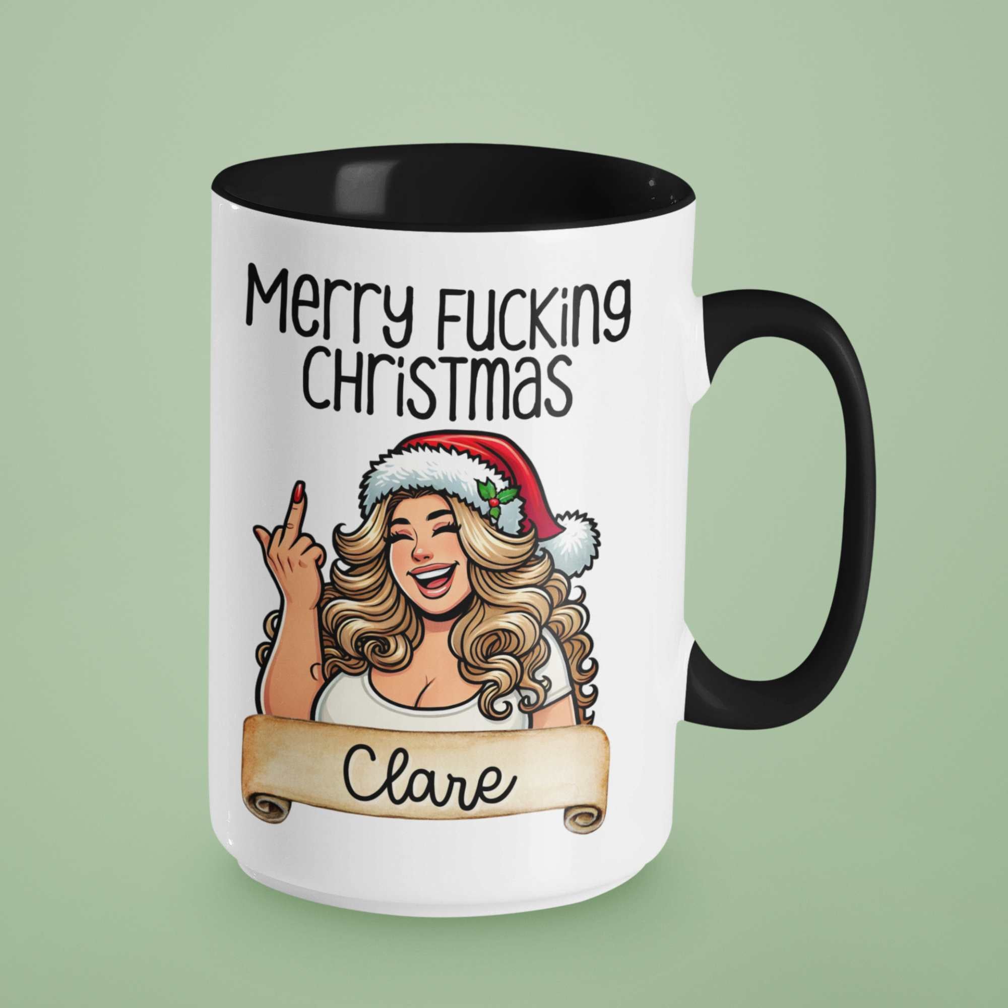 Merry Fucking Christmas Personalised Mug – Hilarious Xmas Gift, Sarcastic Christmas Present, Custom Name Holiday Mug