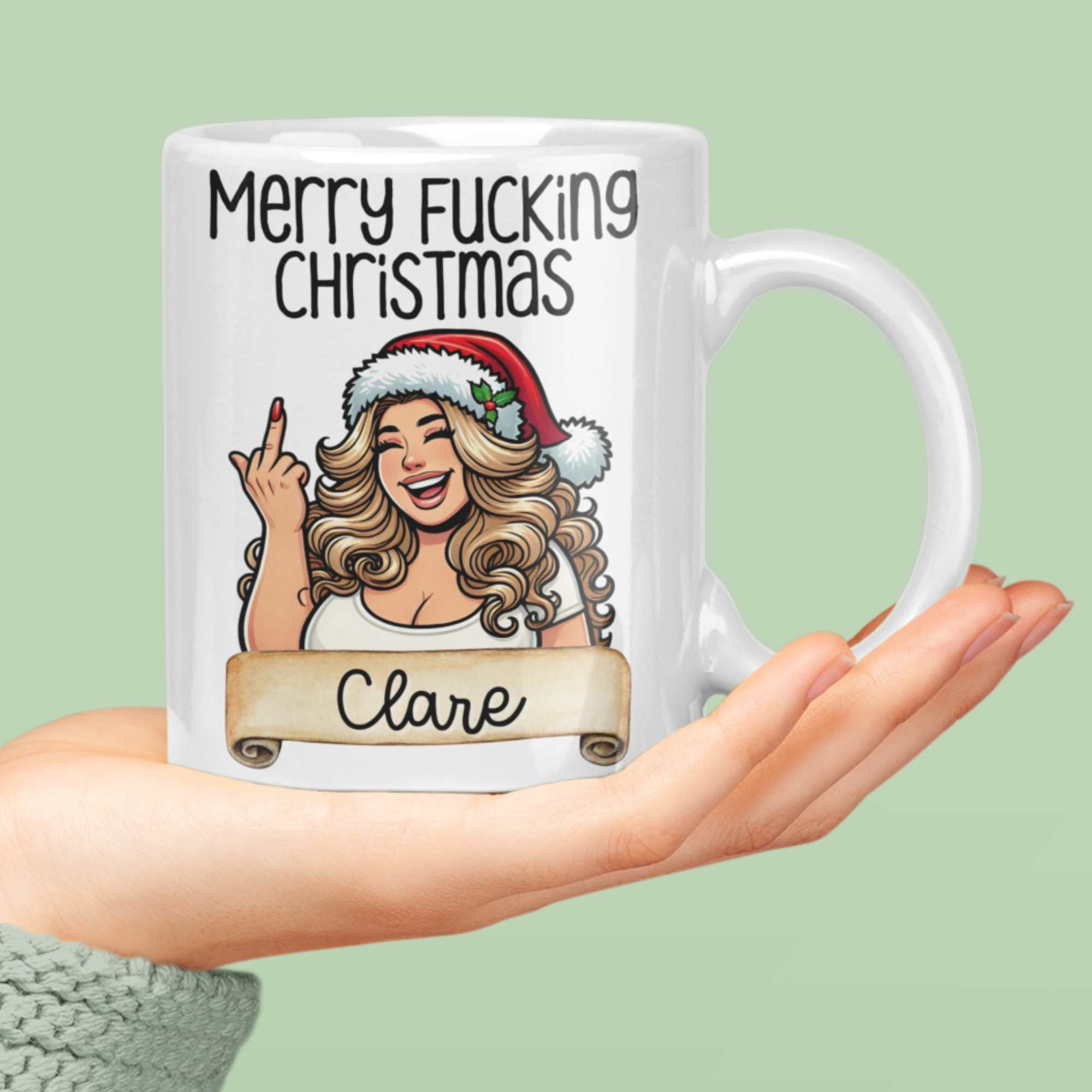 Merry Fucking Christmas Personalised Mug – Hilarious Xmas Gift, Sarcastic Christmas Present, Custom Name Holiday Mug