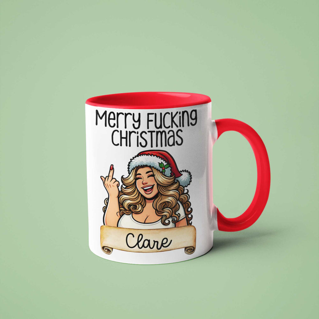 Merry Fucking Christmas Personalised Mug – Hilarious Xmas Gift, Sarcastic Christmas Present, Custom Name Holiday Mug