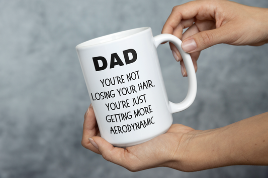 BALD DAD You're Not Losing Your Hair, You're Just Getting More Aerodynamic Mug - Funny Dad Gift