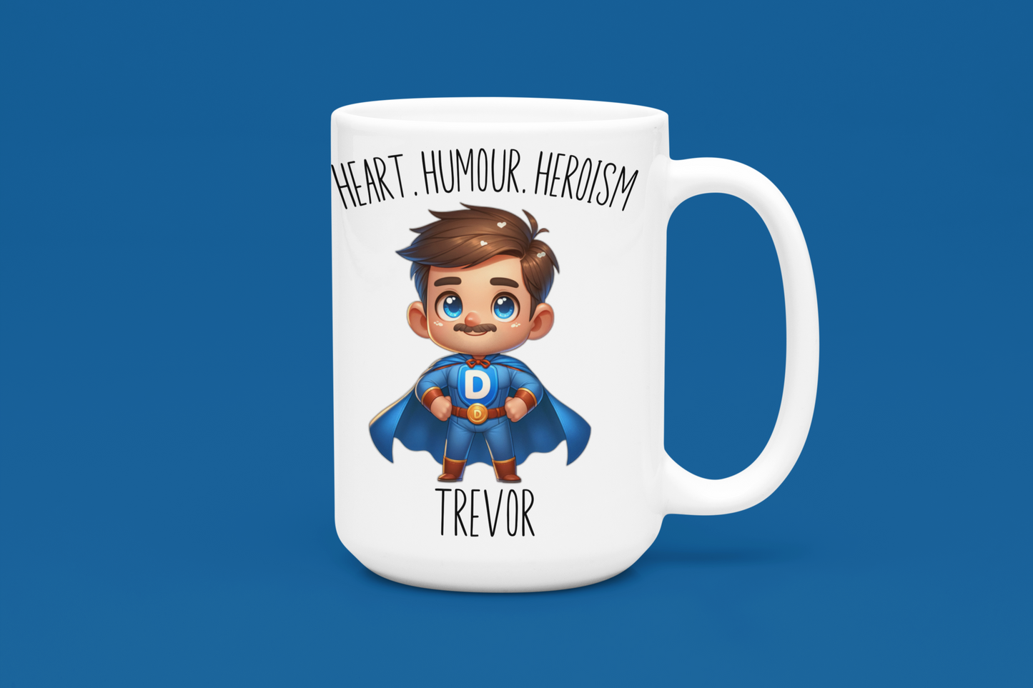 Super Dad Personalised Mug - Heroic Father's Day Gift, Customisable Name, Funny Mugs for Dads, Personalised Gifts for Him