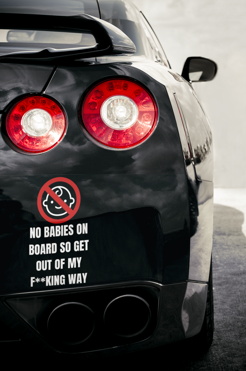 No Babies On Board Funny Vinyl Decal Sticker – 14cm x 8cm – Hilarious, Sassy Car Sticker for Adults Without Kids