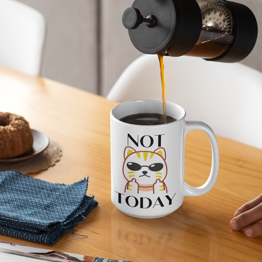 Start your morning with a motivational jolt! This Not Today Cat mug will inspire you to seize the day and take on any challenge. Let it also remind you to enjoy the journey along the way. Be bold and no matter what, don't give up! Make every cup of joe count!